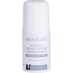 Moogoo natural fresh cream deodorant on a white background