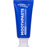 A blue 50g tube of MooGoo Kids Moothpaste Blueberry Smoothie is fluoride free, natural, and pH balanced. It features a white cap and blueberry smoothie flavor.