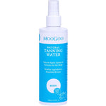 MooGoo Body Tanning Water 200ml is a white spray bottle with a blue label, offering an easy-to-apply self-tanning formula for sensitive skin that delivers a natural-looking tan.