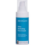 MooGoo Ultra Hydrating Face Cream 75g by MooGoo comes in a blue and white pump bottle, enriched with Hyaluronic Acid and natural ingredients for deep hydration and radiant, nourished skin.
