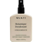 Mukti Botanique Deodorant Spray Citrus & Siberian Fir bottle on a white background