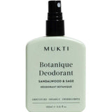 Mukti Botanique Deodorant bottle with sandalwood and sage scent on a white background
