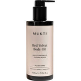Mukti Red Velvet Body Oil bottle on a white background