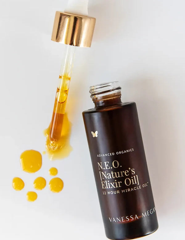Dropper and oil of Vanessa Megan NEO 12 Hour Miracle Oil