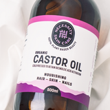 Necessity Cold Pressed Castor Oil close-up lifestyle photo
