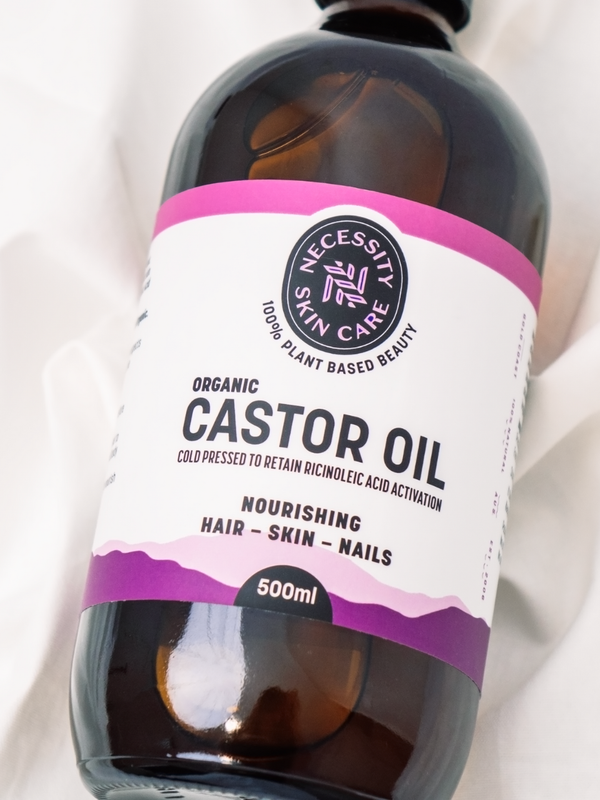 Necessity Cold Pressed Castor Oil close-up lifestyle photo