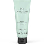A mint green 50g (1.8 oz) tube of Sanctum Night Conditioning Cream features black text and symbols for organic skincare, vegan, cruelty-free, certified, and recyclable.