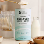 Nutra Naturals Collagen Joints and Bones with glass of milk