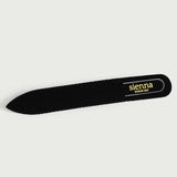 A sturdy black case for the Sienna Byron Bay Glass Nail File showcases the brand’s gold logo on a light background.