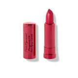 A tube of 100% Pure Pomegranate Oil Moisturising Lipstick 4.5g in deep pink, labeled Narcissus, with the cap off and beside it. The shiny pink packaging features vertical text, offering a bold, moisturising lipstick look.