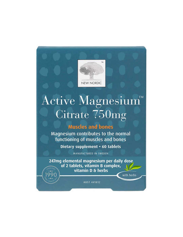 New Nordic Active Magnesium Citrate 750mg 60 Tablets front