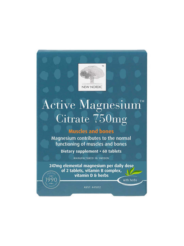 New Nordic Active Magnesium Citrate 750mg 60 Tablets front