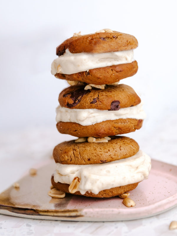 Nice cream sandwiches made with Nutra Naturals Clean Plant Protein Creamy Vanilla