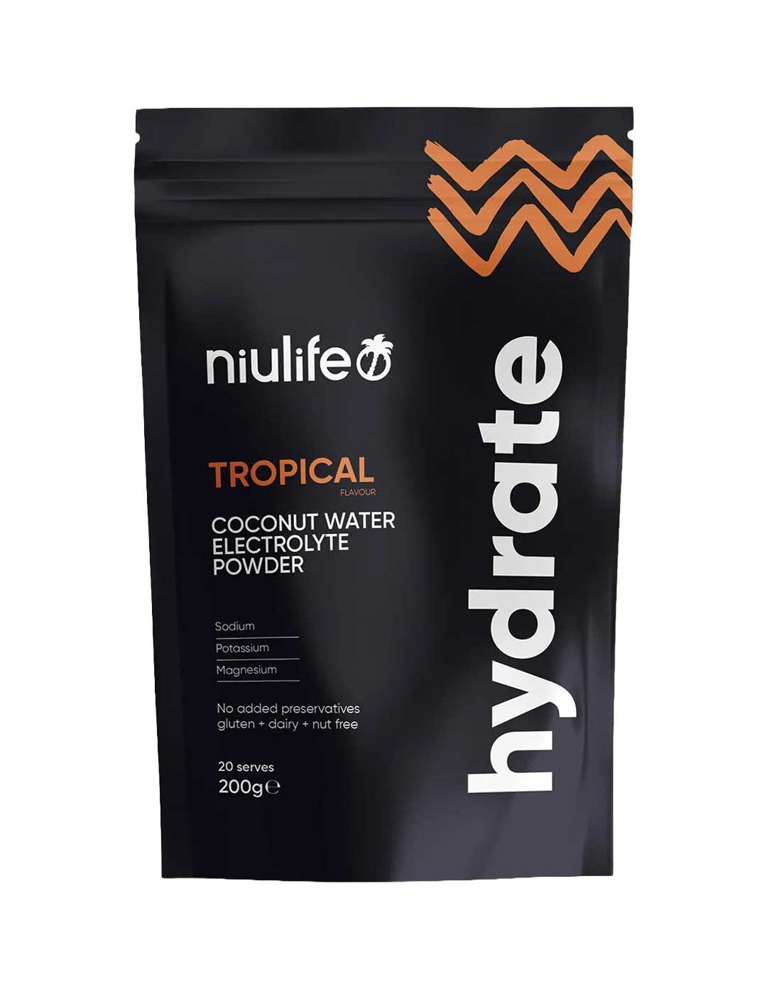 Niulife Hydrate Electrolyte Powder Tropical 200g, natural supplement