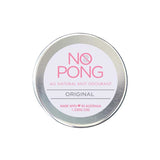 A round silver tin labeled No Pong All-Natural Anti-Odourant - Original 35g, with pink and gray text. This vegan deodorant is made in Australia and contains 1.23 oz (35g).