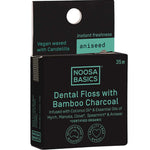 Noosa Basics dental floss packaging with bamboo charcoal and Aniseed on a white background