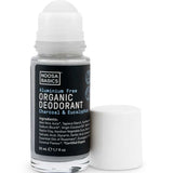 Noosa Basics natural deodorant roll-on in Charcoal & Eucalyptus scent, aluminum-free formula in glass bottle, 50ml