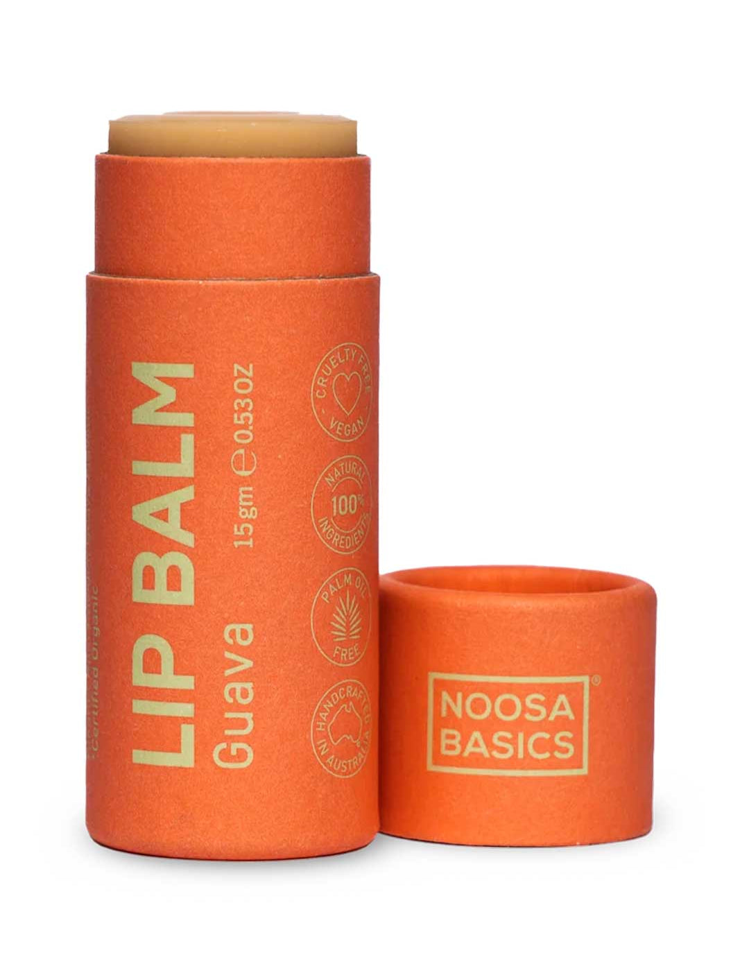 Noosa Basics Lip Balm - Guava 15g, natural vegan lip balm in a paper tube