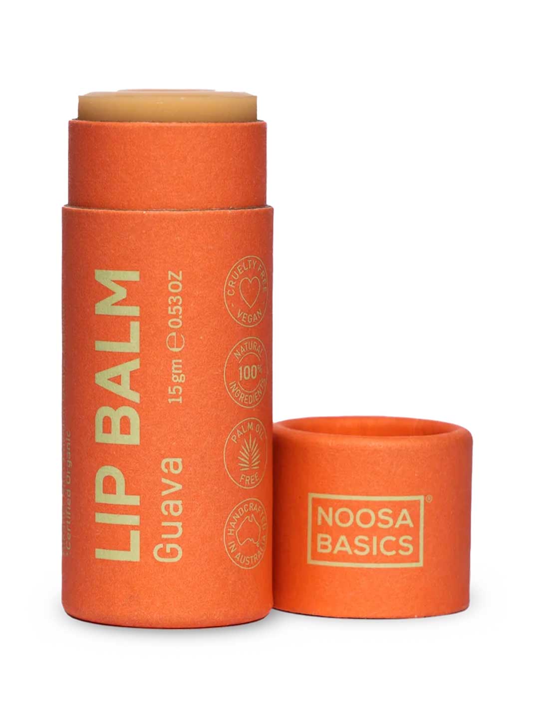 Noosa Basics Lip Balm - Guava 15g, natural vegan lip balm in a paper tube