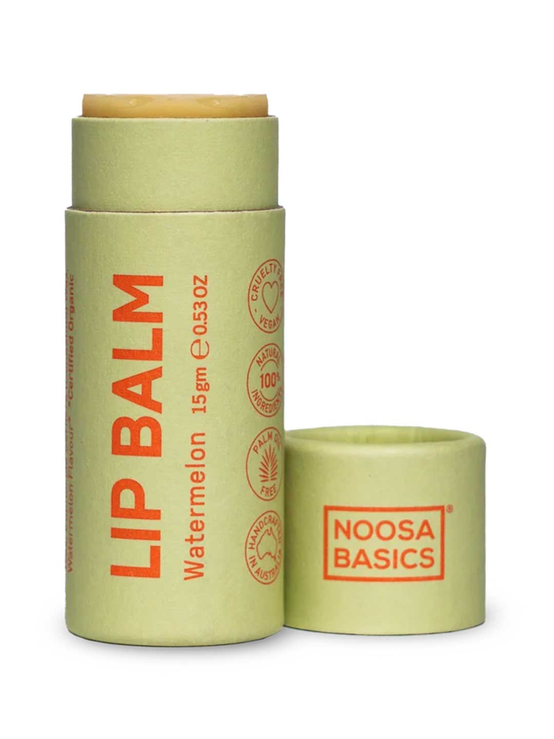 Noosa Basics Lip Balm - Watermelon 15g, natural vegan lip balm in a paper tube