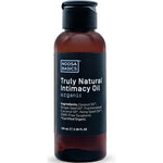 Noosa Basics Truly Natural Intimacy Oil 100ml comes in a brown plastic bottle with a black flip-top cap. This organic wellness oil, made with coconut, grape seed & hemp seed oils, is perfect for personal care and intimate use (3.38 fl oz).