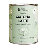 A 100g canister of Nutra Naturals Collagen Matcha Latte with a green floral design features hydrolysed collagen peptides, organic Japanese matcha, 3000mg collagen per serve, low sugar, naturally delicious and energising. Contains 16 serves.