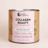 A canister of Nutra Naturals Collagen Beauty Unflavoured features a pink label and supports skin, hair, nails, and gut health. Made with hydrolysed bovine collagen, it’s unflavoured and simple to add to drinks or food.
