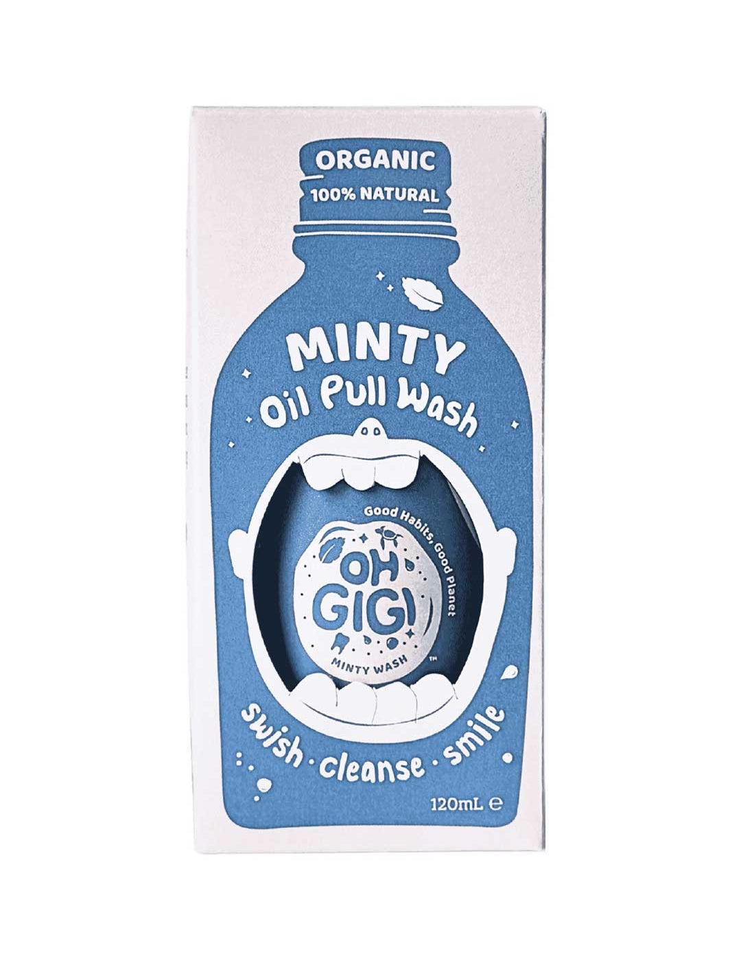 Box of Minty Oil Pull Wash by Oh Gigii on a white background