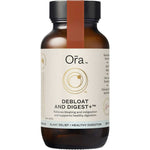 Ora Debloat and Digest 60 Caps comes in a brown bottle with a cream-colored label and gold accents, offering digestive enzymes to relieve bloating, support healthy digestion, and promote overall gut comfort.