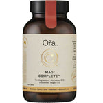 A bottle of Ora Mag3 Complete with a brown cap and gold-accented white label, featuring tri-magnesium (incl. magnesium bisglycinate), activated B12, and vegan vitamin D3. Contains 120 capsules.