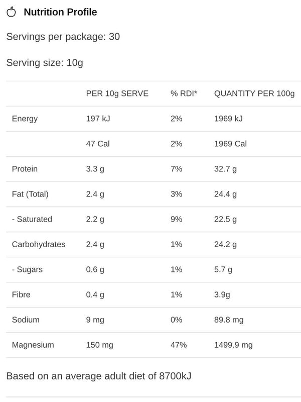 She BANG! Peri Chai Latte 300g nutrition information