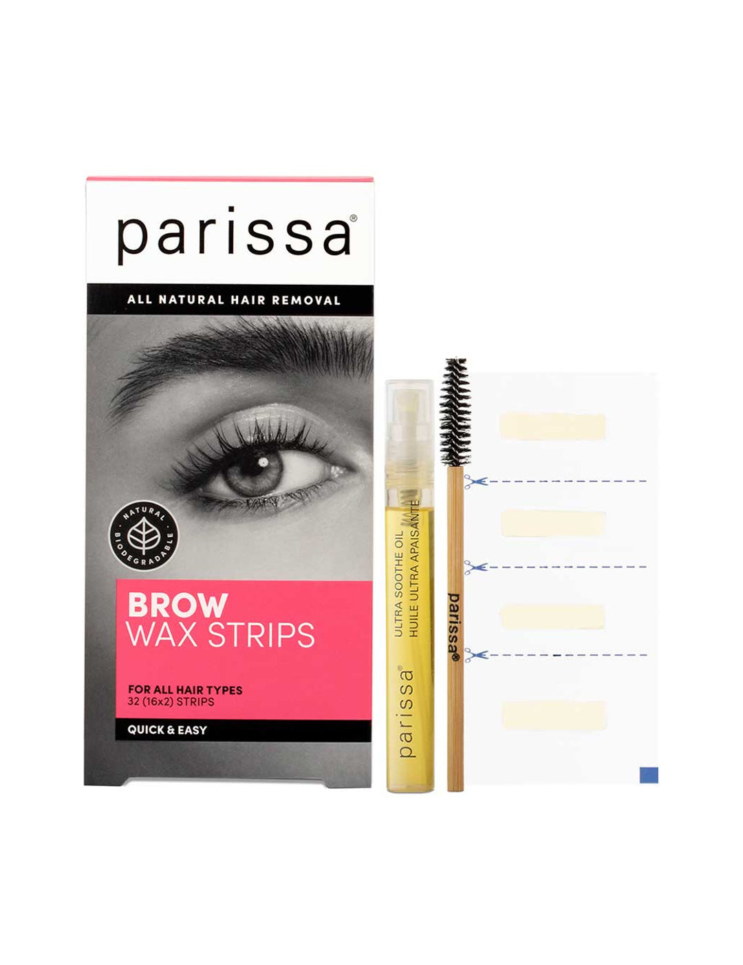 Parissa Brow Wax Strips kit on a white background