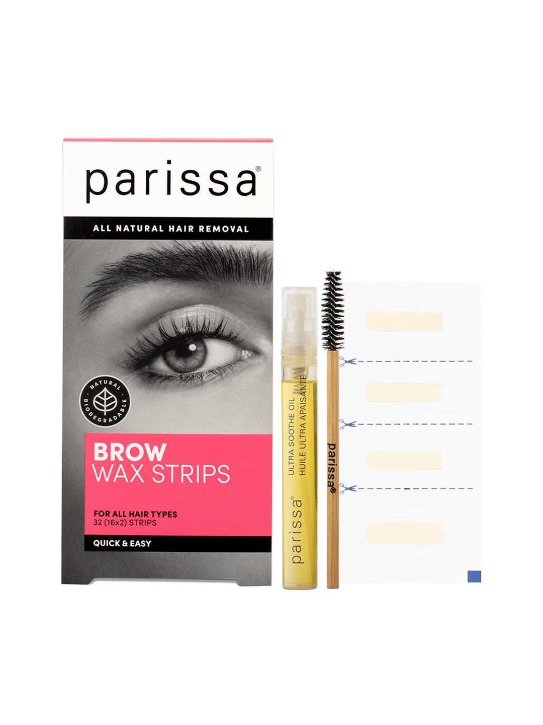 Parissa Brow Wax Strips kit on a white background