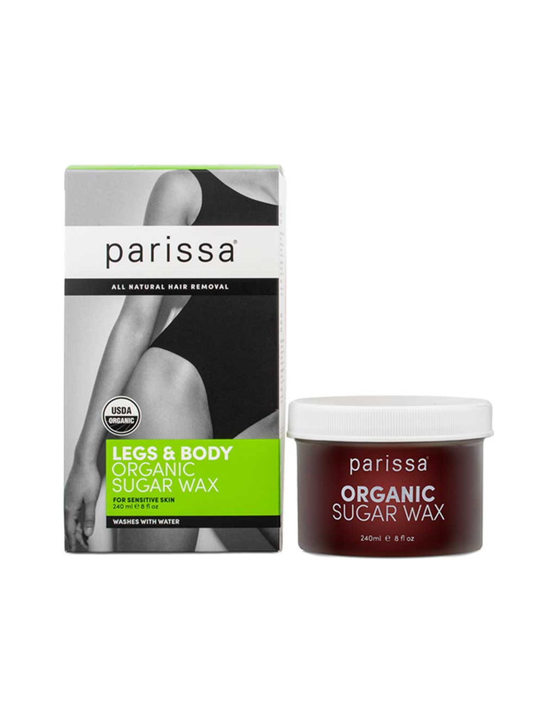 Parissa Organic Sugar Wax Legs and Body kit on a white background