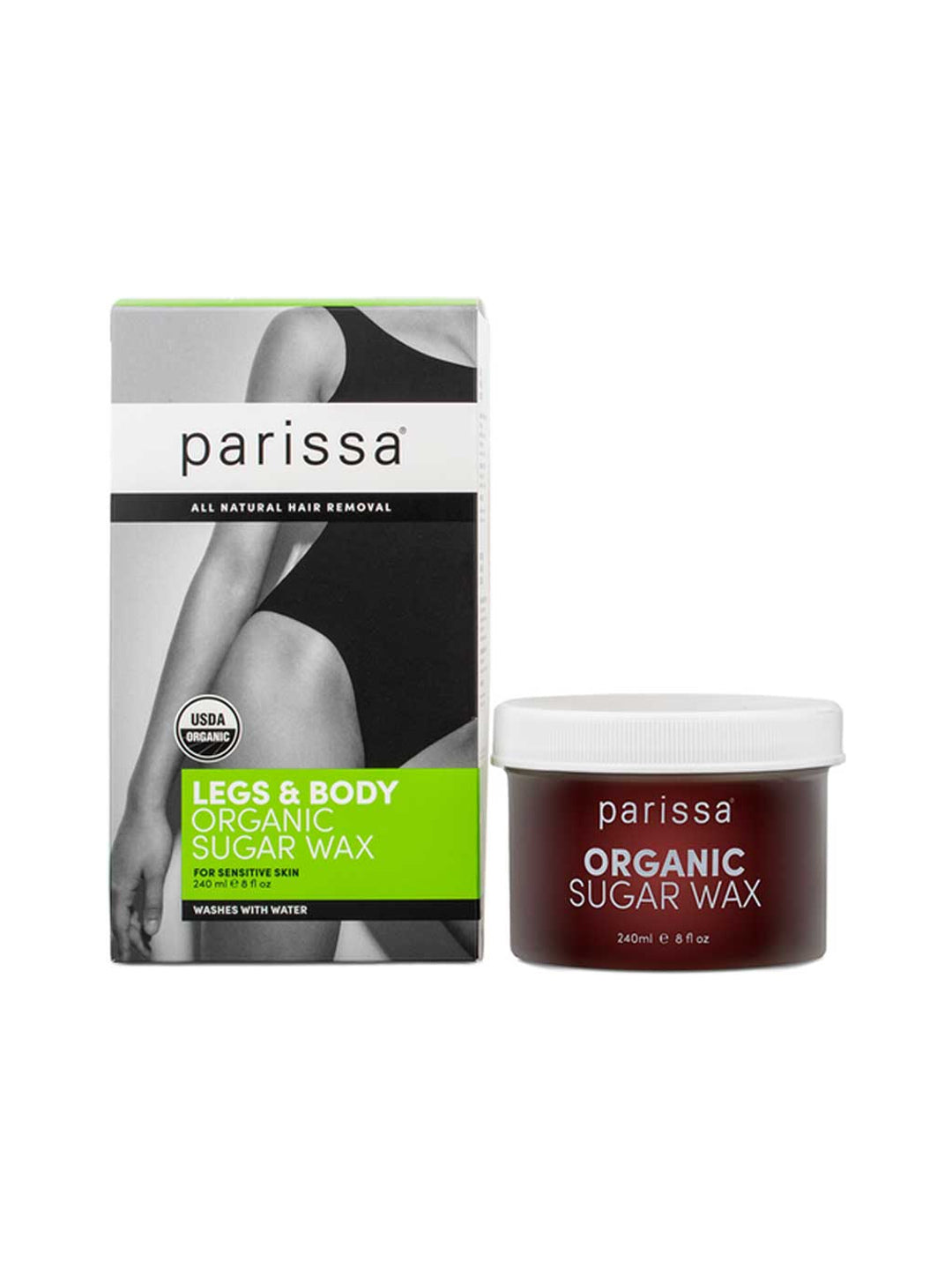 Parissa Organic Sugar Wax Legs and Body kit on a white background