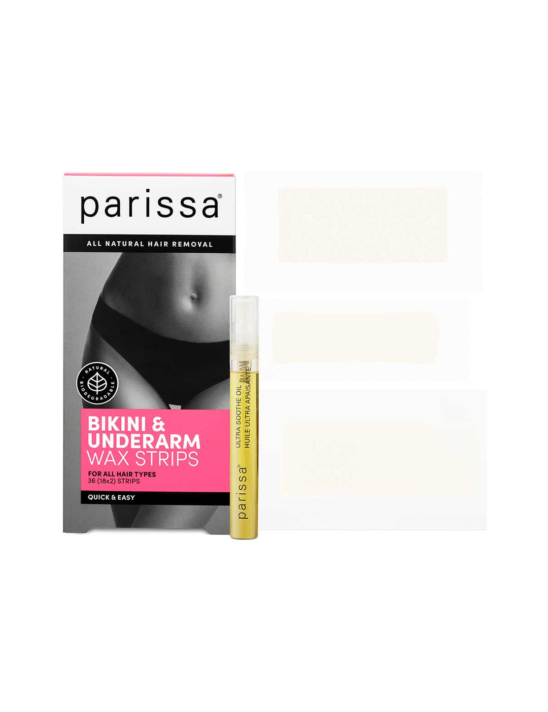 Parissa Wax Strips Bikini and Underarm kit on a white background