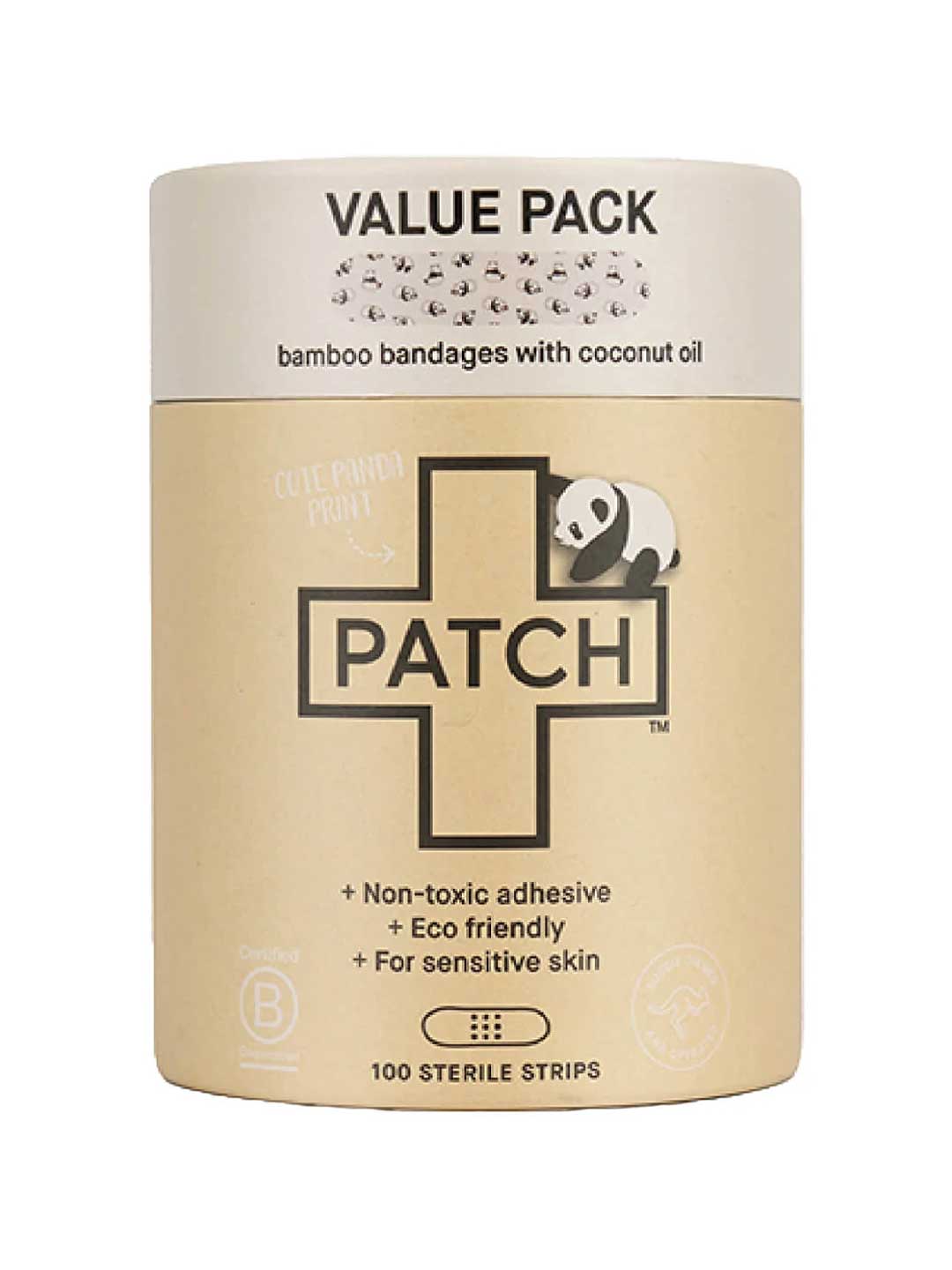 Patch Panda Kids Bamboo Bandages 100 Pack, natural first aid