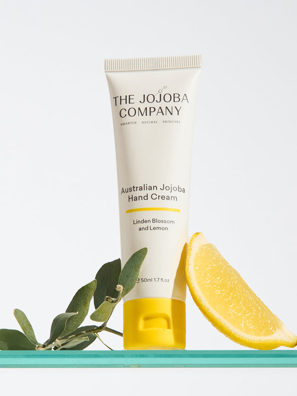 The Jojoba Company Australian Jojoba Hand Cream on a bathroom shelf