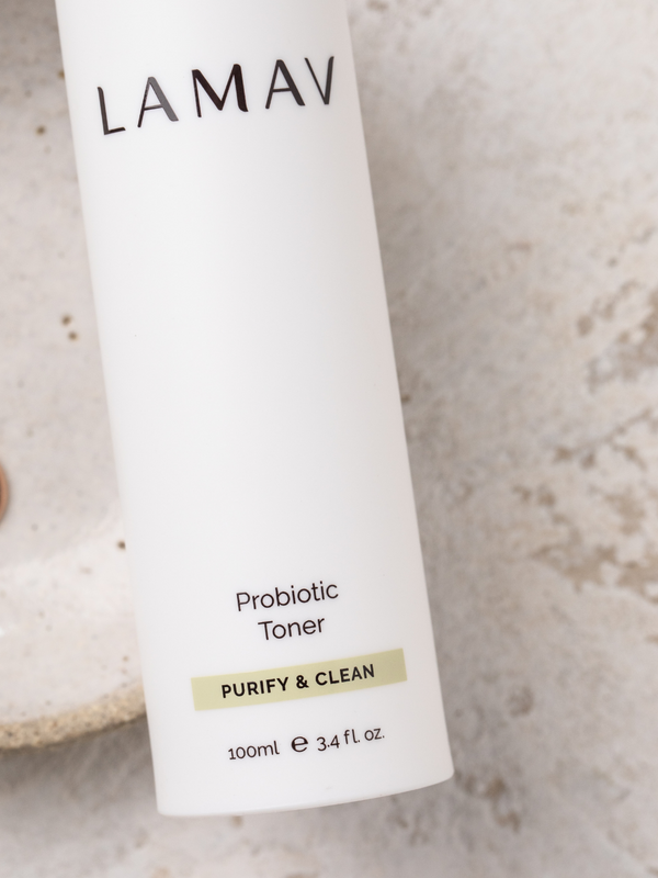 LAMAV Probiotic Toner bottle close up