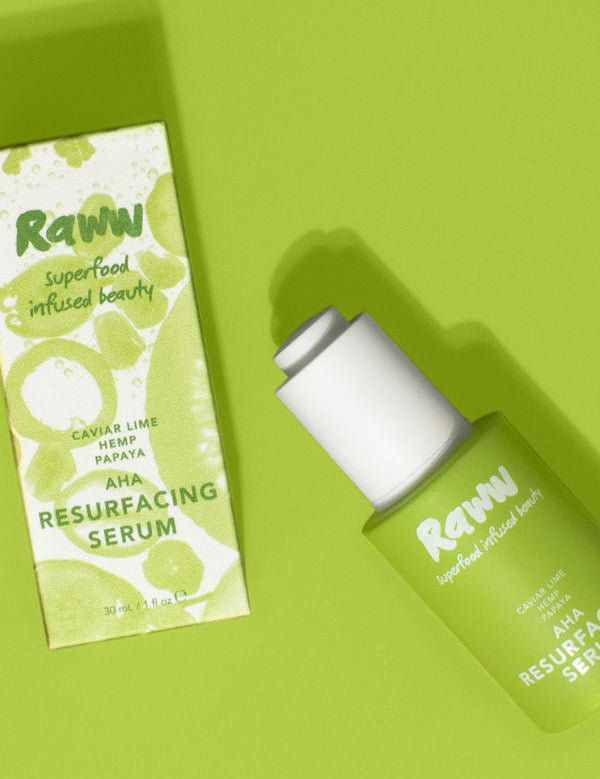Lifestyle photo of Raww Caviar Lime AHA Resurfacing Serum