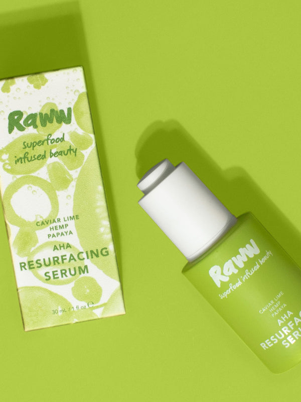 Lifestyle photo of Raww Caviar Lime AHA Resurfacing Serum