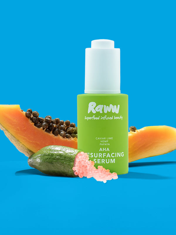 Model applying Raww Caviar Lime AHA Resurfacing Serum