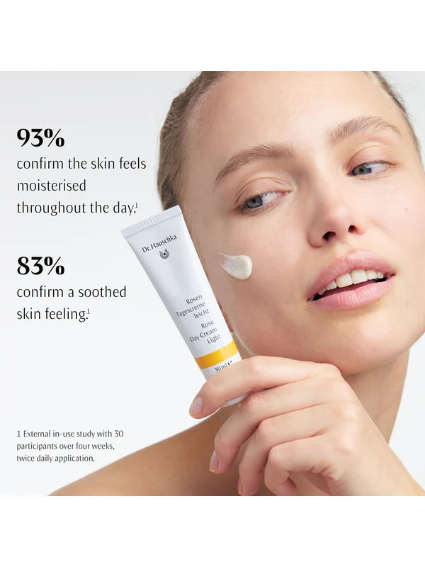 Product information panel for Dr Hauschka Rose Day Cream Light