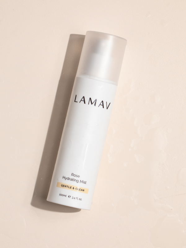 LAMAV Rose Hydrating Mist bottle close up