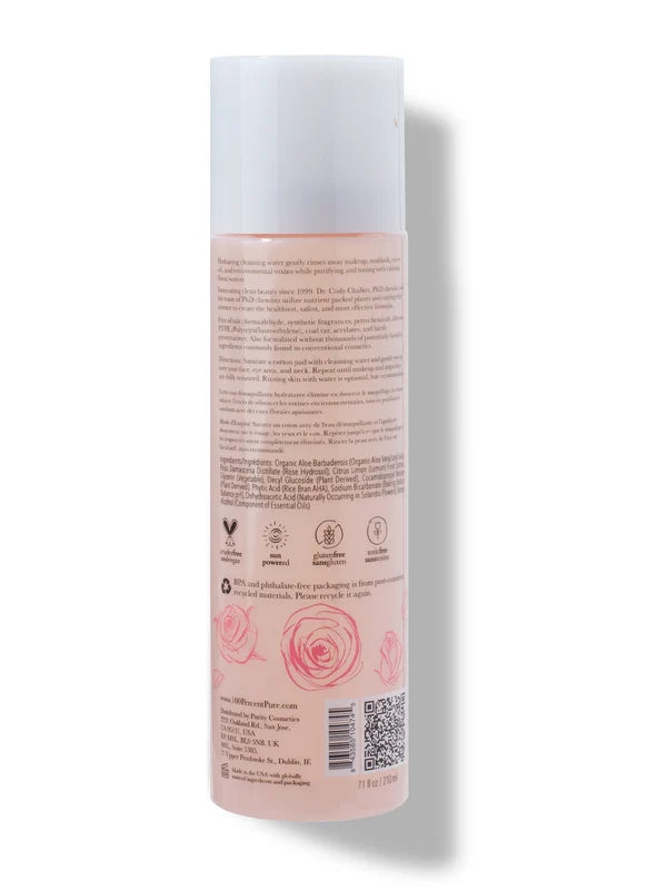 100% Pure Rose Micellar Cleansing Water 210ml — official product image