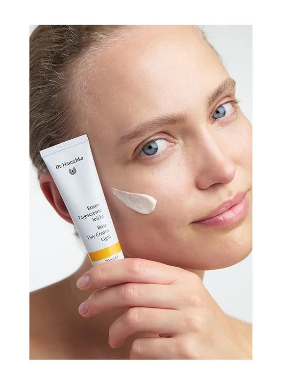 Model with Dr Hauschka Rose Day Cream Light
