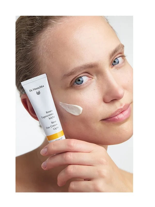 Model with Dr Hauschka Rose Day Cream Light