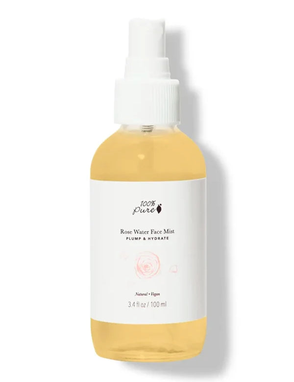 100% Pure Rose Water Face Mist 100ml — official front packaging image