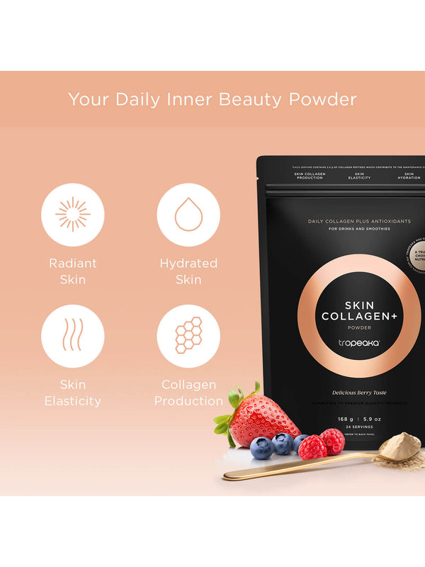 Key benefits panel for Tropeaka Skin Collagen