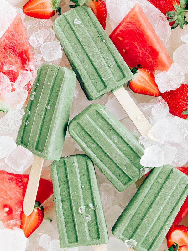 Smoothie pops made with Nutra Naturals Super Greens and Reds Watermelon Strawberry